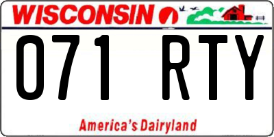 WI license plate 071RTY