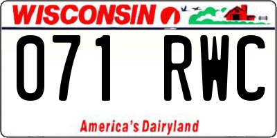 WI license plate 071RWC