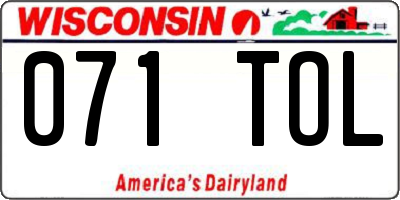 WI license plate 071TOL