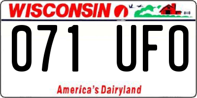 WI license plate 071UFO