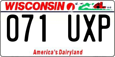 WI license plate 071UXP