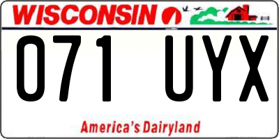 WI license plate 071UYX