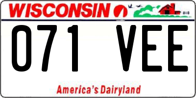 WI license plate 071VEE