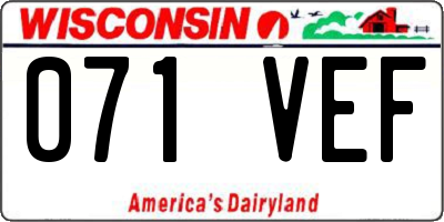 WI license plate 071VEF