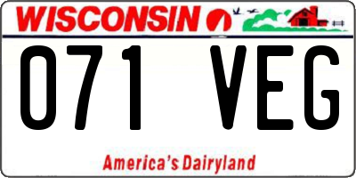 WI license plate 071VEG
