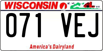 WI license plate 071VEJ