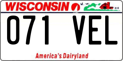 WI license plate 071VEL