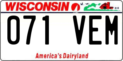WI license plate 071VEM