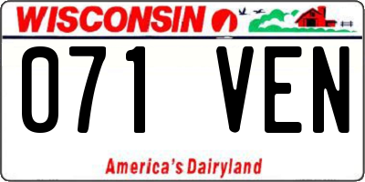 WI license plate 071VEN