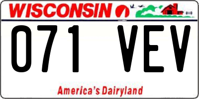 WI license plate 071VEV