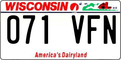 WI license plate 071VFN