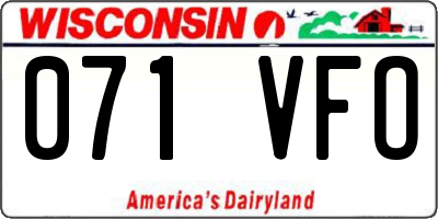 WI license plate 071VFO