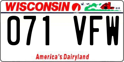 WI license plate 071VFW
