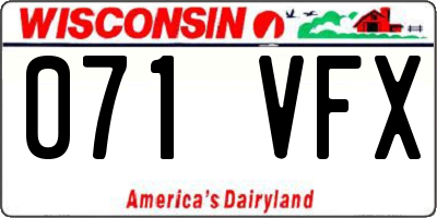 WI license plate 071VFX