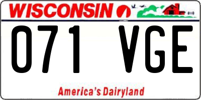 WI license plate 071VGE