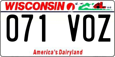 WI license plate 071VOZ
