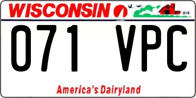 WI license plate 071VPC