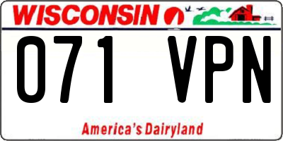 WI license plate 071VPN