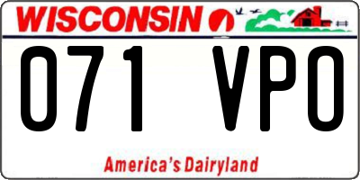 WI license plate 071VPO
