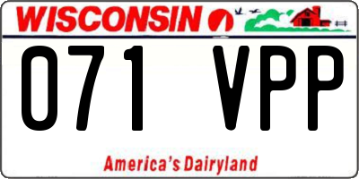 WI license plate 071VPP