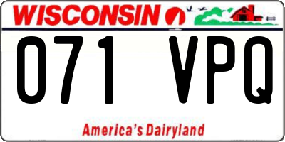 WI license plate 071VPQ