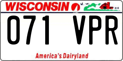 WI license plate 071VPR