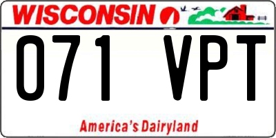 WI license plate 071VPT