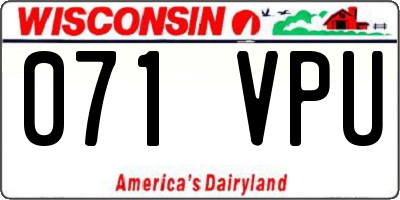 WI license plate 071VPU