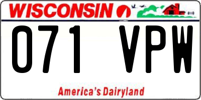 WI license plate 071VPW