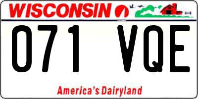 WI license plate 071VQE