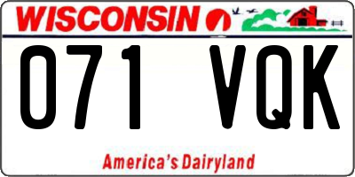 WI license plate 071VQK