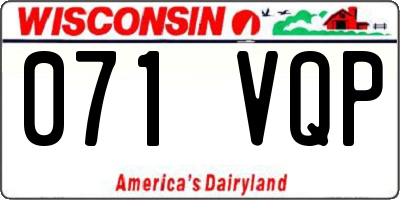 WI license plate 071VQP