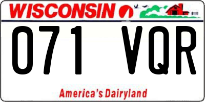 WI license plate 071VQR