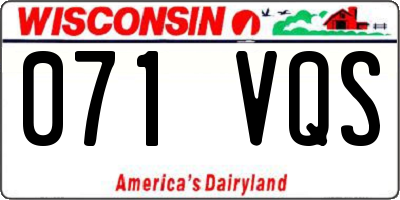 WI license plate 071VQS