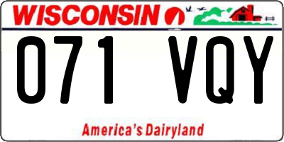 WI license plate 071VQY