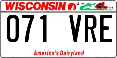WI license plate 071VRE