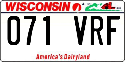 WI license plate 071VRF