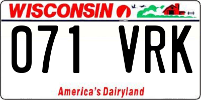 WI license plate 071VRK