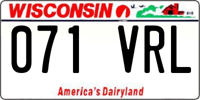 WI license plate 071VRL