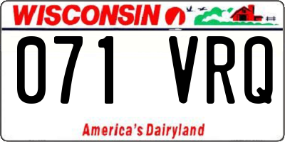 WI license plate 071VRQ