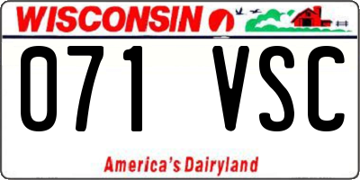 WI license plate 071VSC