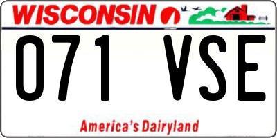 WI license plate 071VSE