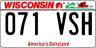 WI license plate 071VSH