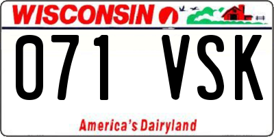 WI license plate 071VSK