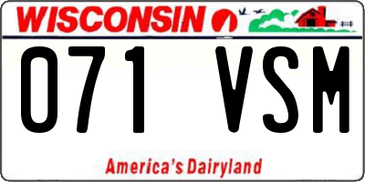 WI license plate 071VSM