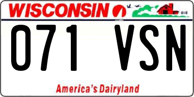 WI license plate 071VSN