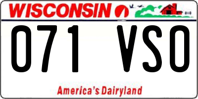 WI license plate 071VSO