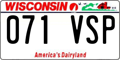 WI license plate 071VSP
