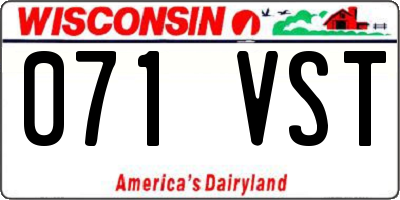 WI license plate 071VST
