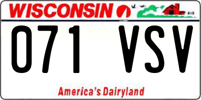 WI license plate 071VSV
